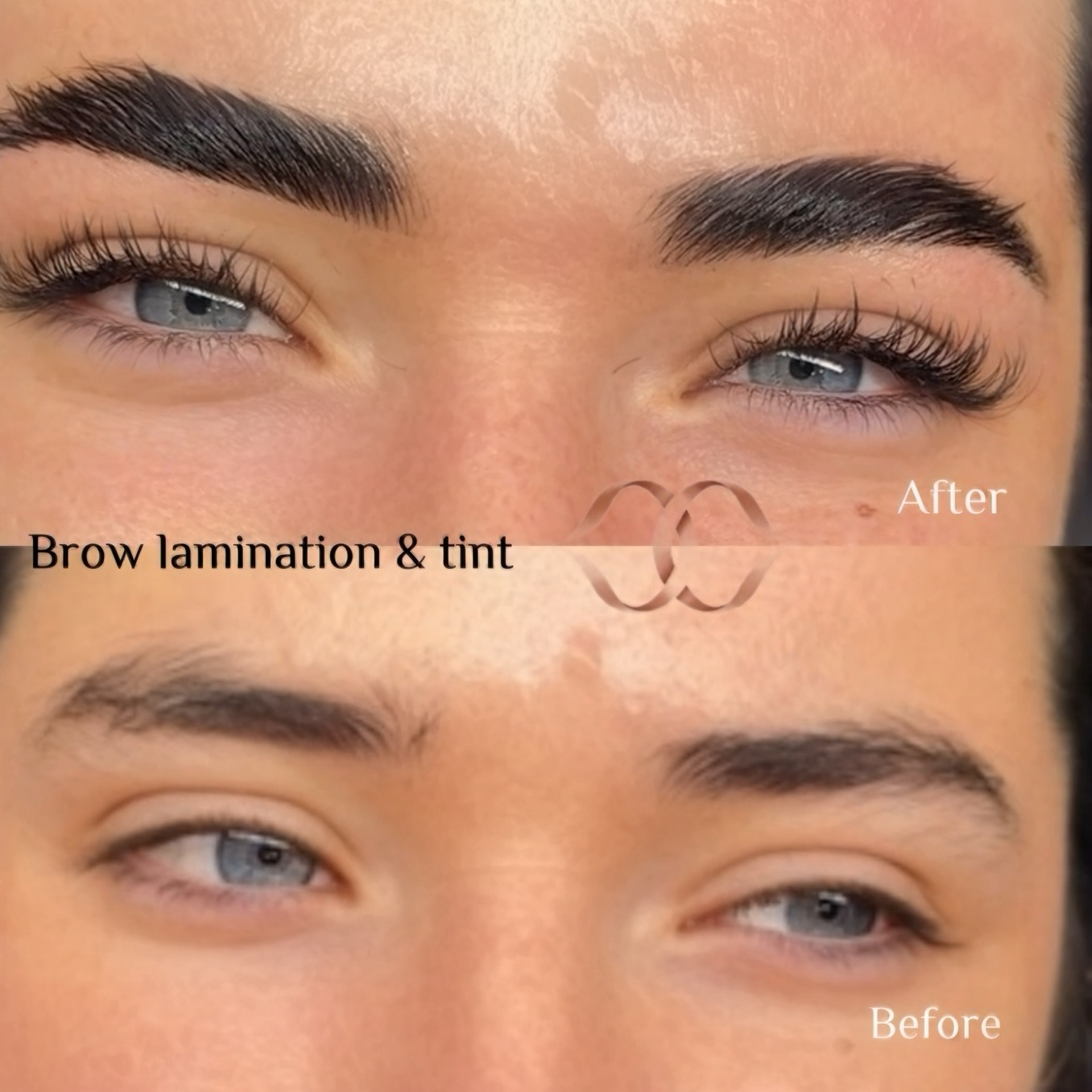Brow lamination before and after at Maison Montclair